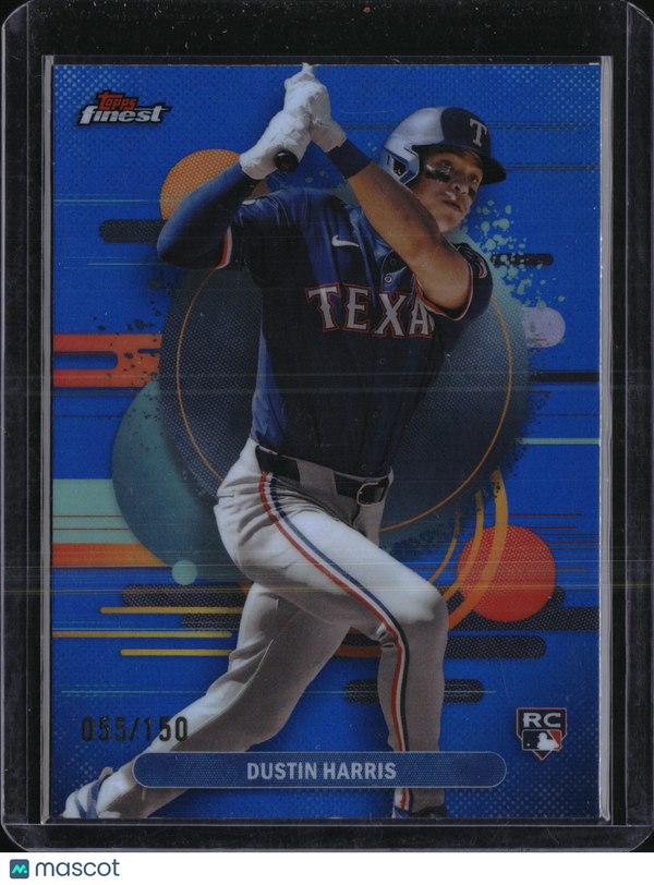 2025 Topps Finest Dustin Harris #127 Blue Refractor /150 RC