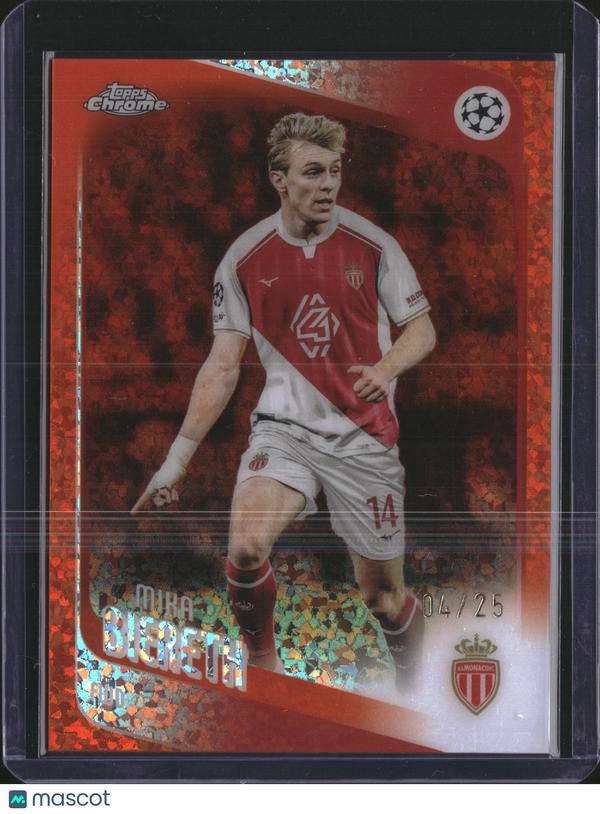 2026 Topps Chrome UEFA Champions League Mika Biereth #178 Orange Shimmer /25