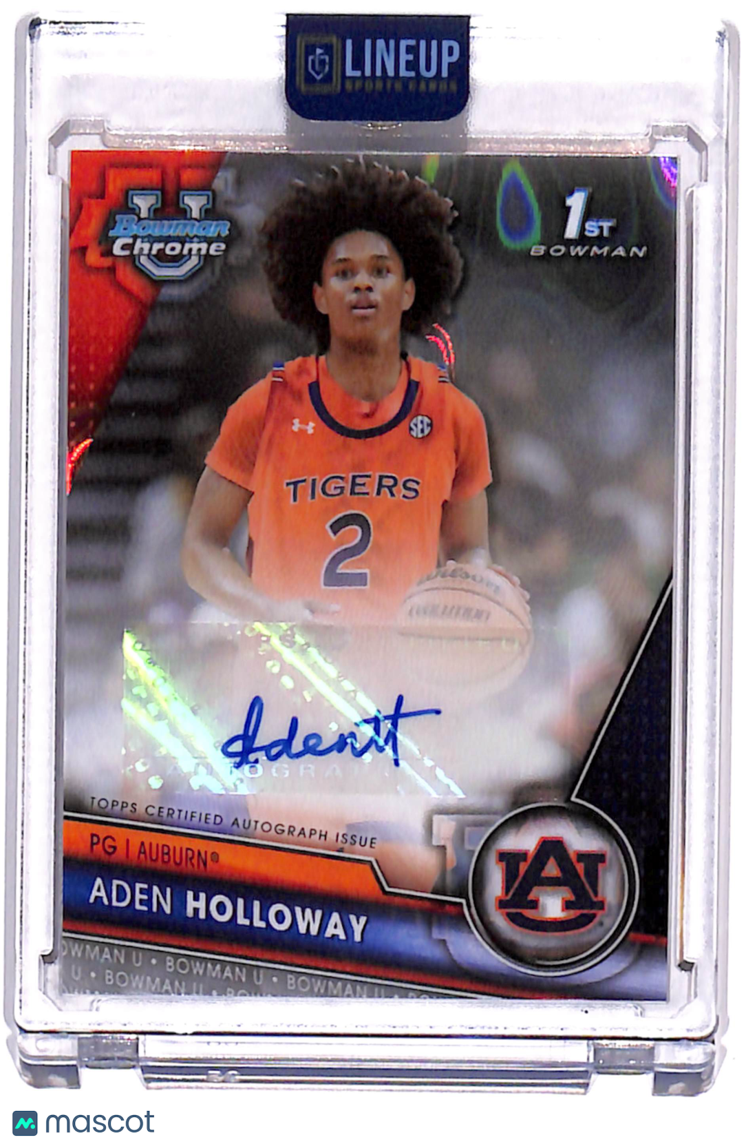 2023 Bowman University Chrome Basketball Aden Holloway #BCPA-AH Lava Refractor /199