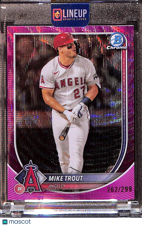 2025 Bowman Chrome - Mike Trout, Mike Trout #27 Fuchsia Refractor /299