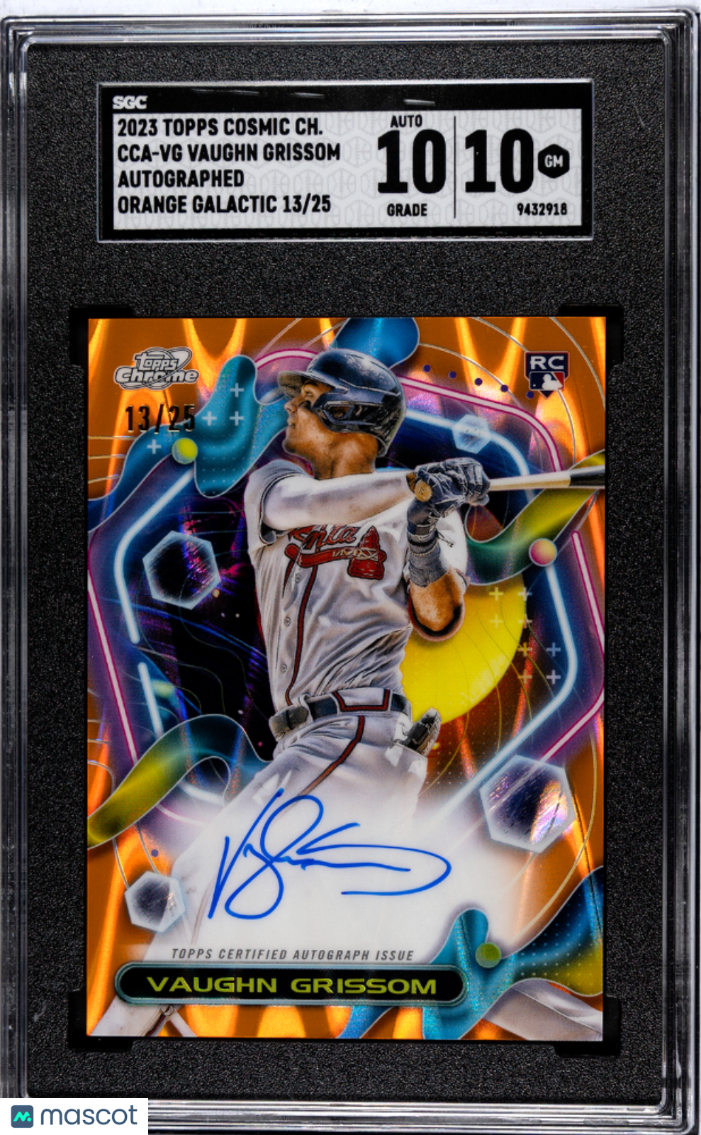SGC 10 2023 Topps Cosmic Chrome Vaughn Grissom #CCA-VG Orange Auto /25 Auto 10