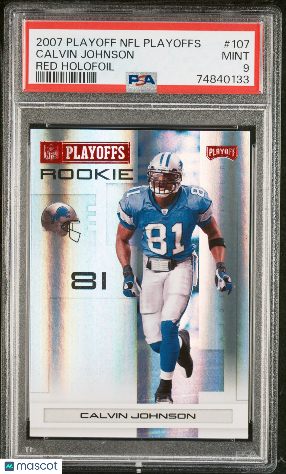 PSA 9 2007 Playoff NFL Playoffs Calvin Johnson #107 Red Holofoil /125