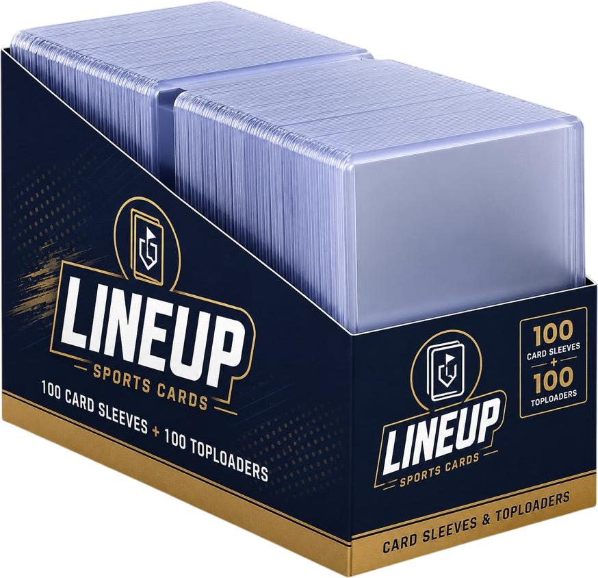 LINEUP Card Sleeves and Toploaders Combo Pack, 100 sleeves plus 100 toploaders