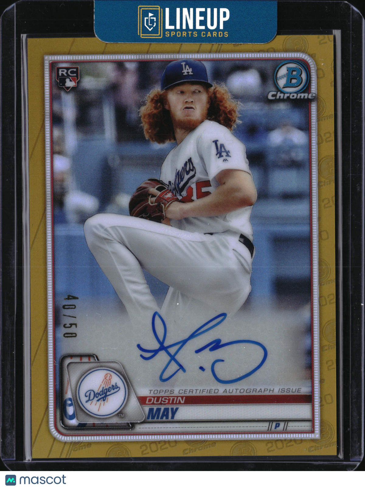 2020 Bowman Chrome Dustin May #CRA-DM Gold Refractor /50 RC