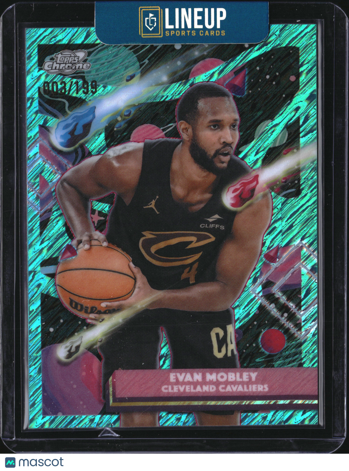 2026 Topps Chrome Evan Mobley #74 Aqua RayWave /199