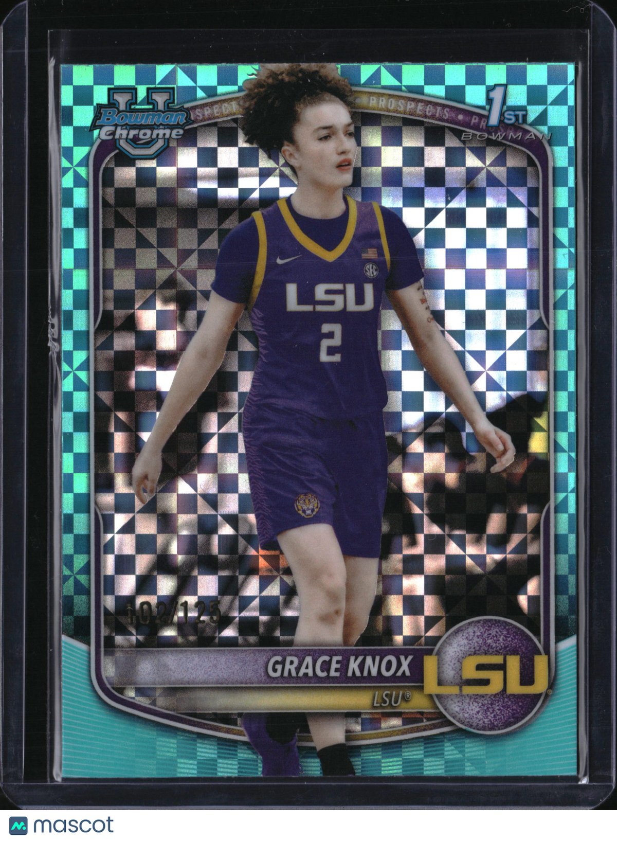 2025 Bowman Chrome University Grace Knox #BCP-48 Aqua RayWave Refractor /125