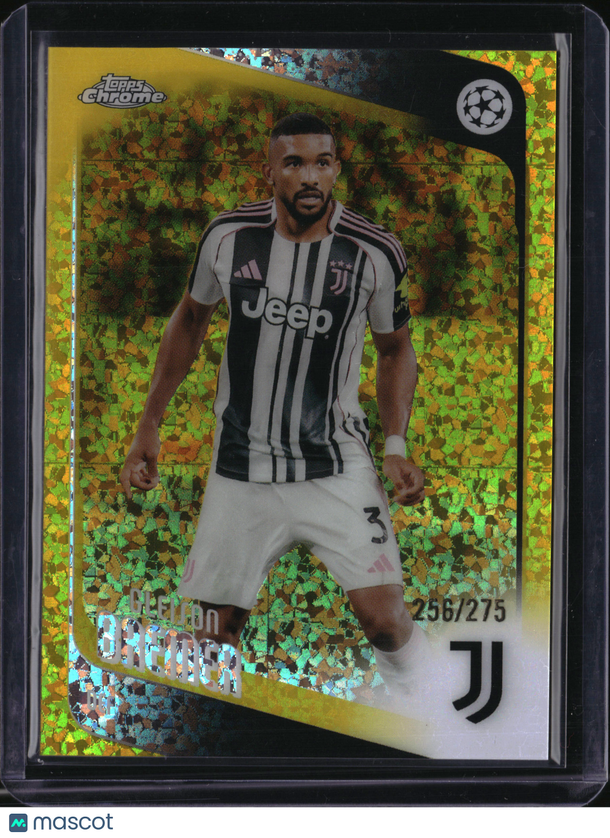 2026 Topps Chrome UEFA CL Gleison Bremer #152 Yellow Speckle Refractor /275