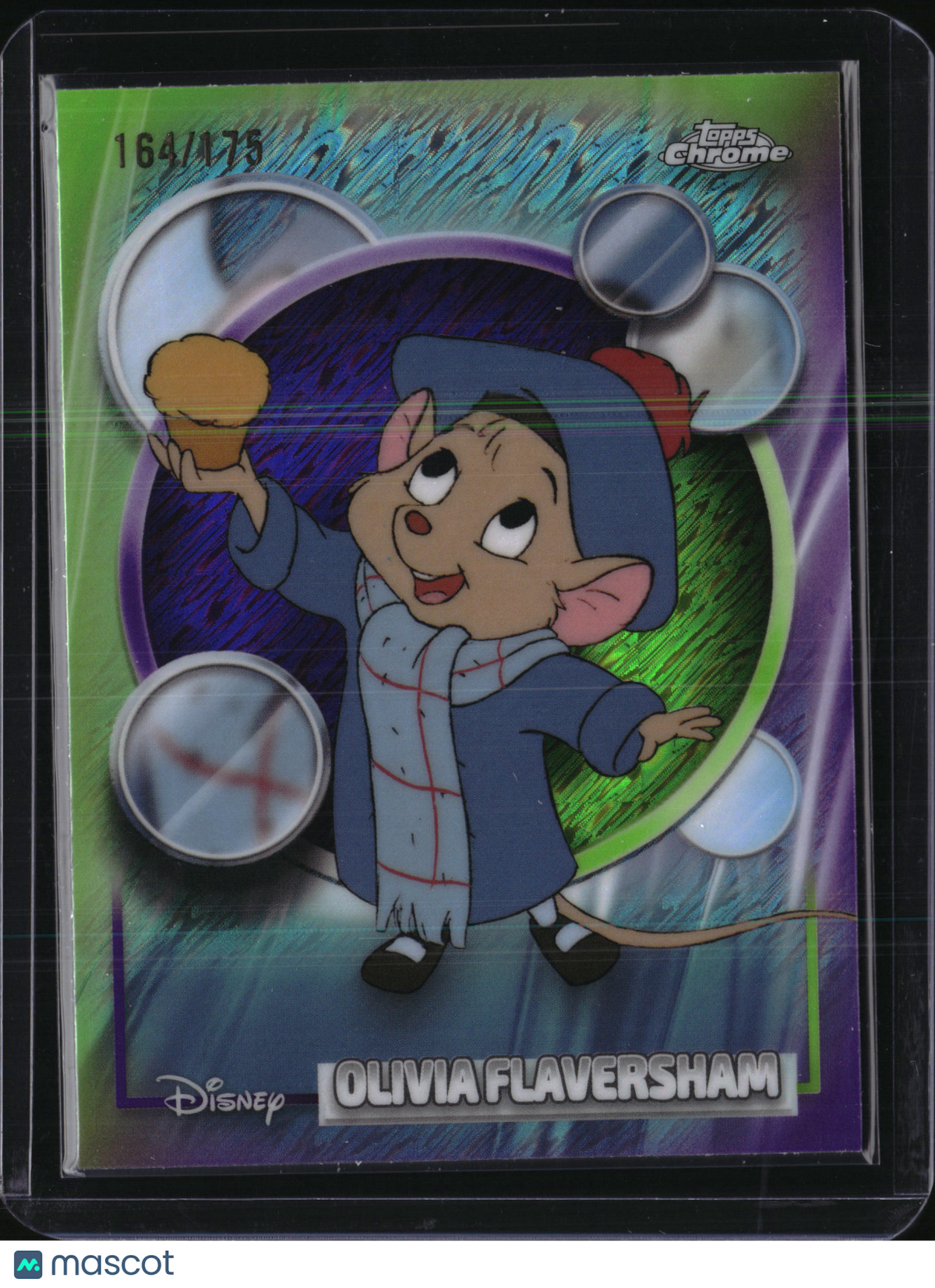 2026 Topps Chrome Disney #42 Olivia Flaversham Purple Light Green Shimmer /175