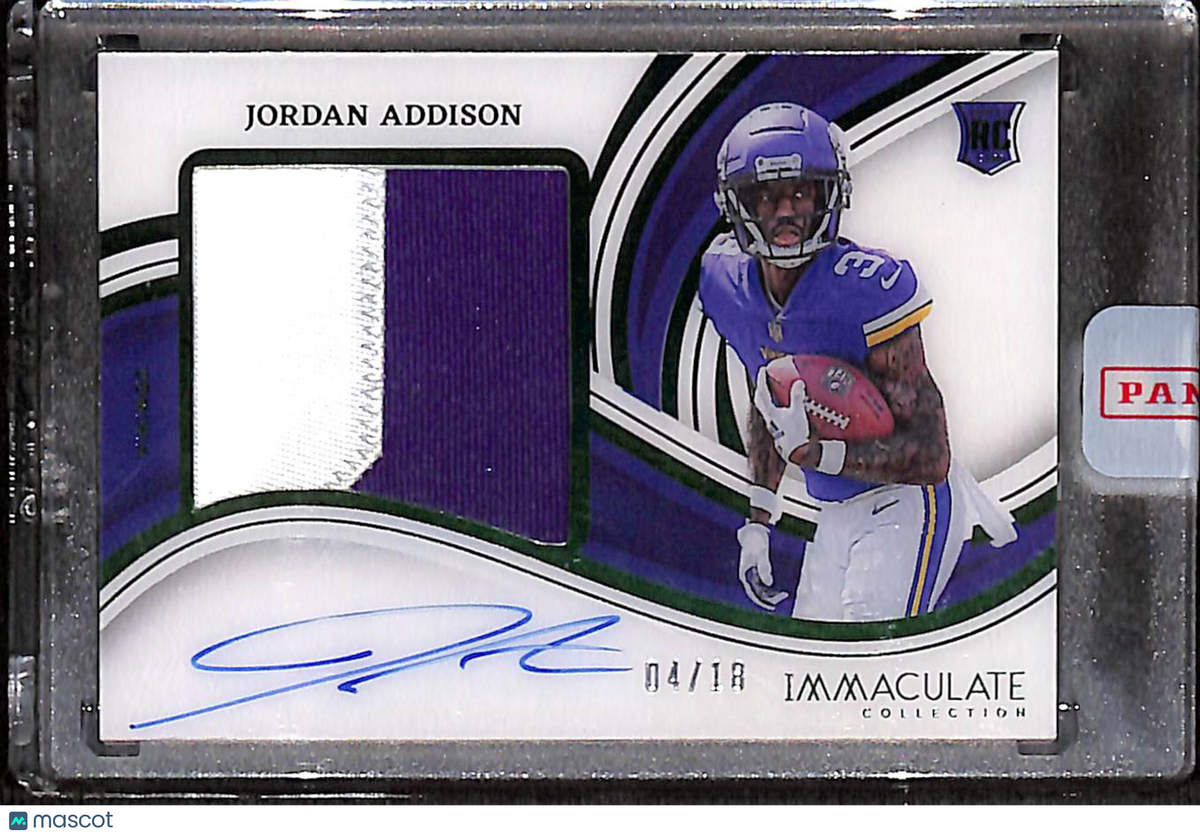 2023 Panini Immaculate Collection Jordan Addison #PP-JAD Premium Patch Autographs /18 Patch RC