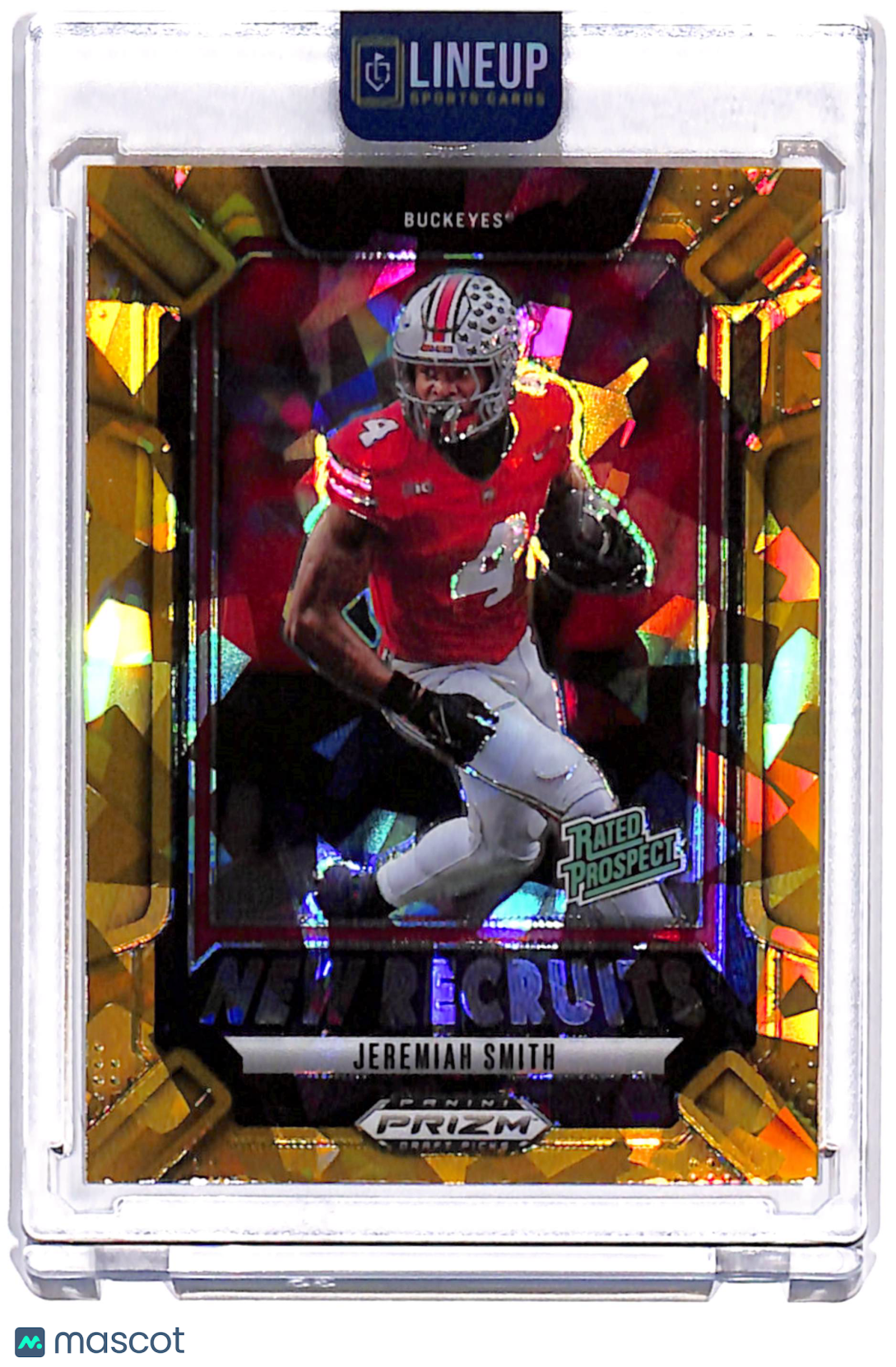 2025 Panini Prizm Draft Picks Jeremiah Smith #25 New Recruits Gold Cracked Ice