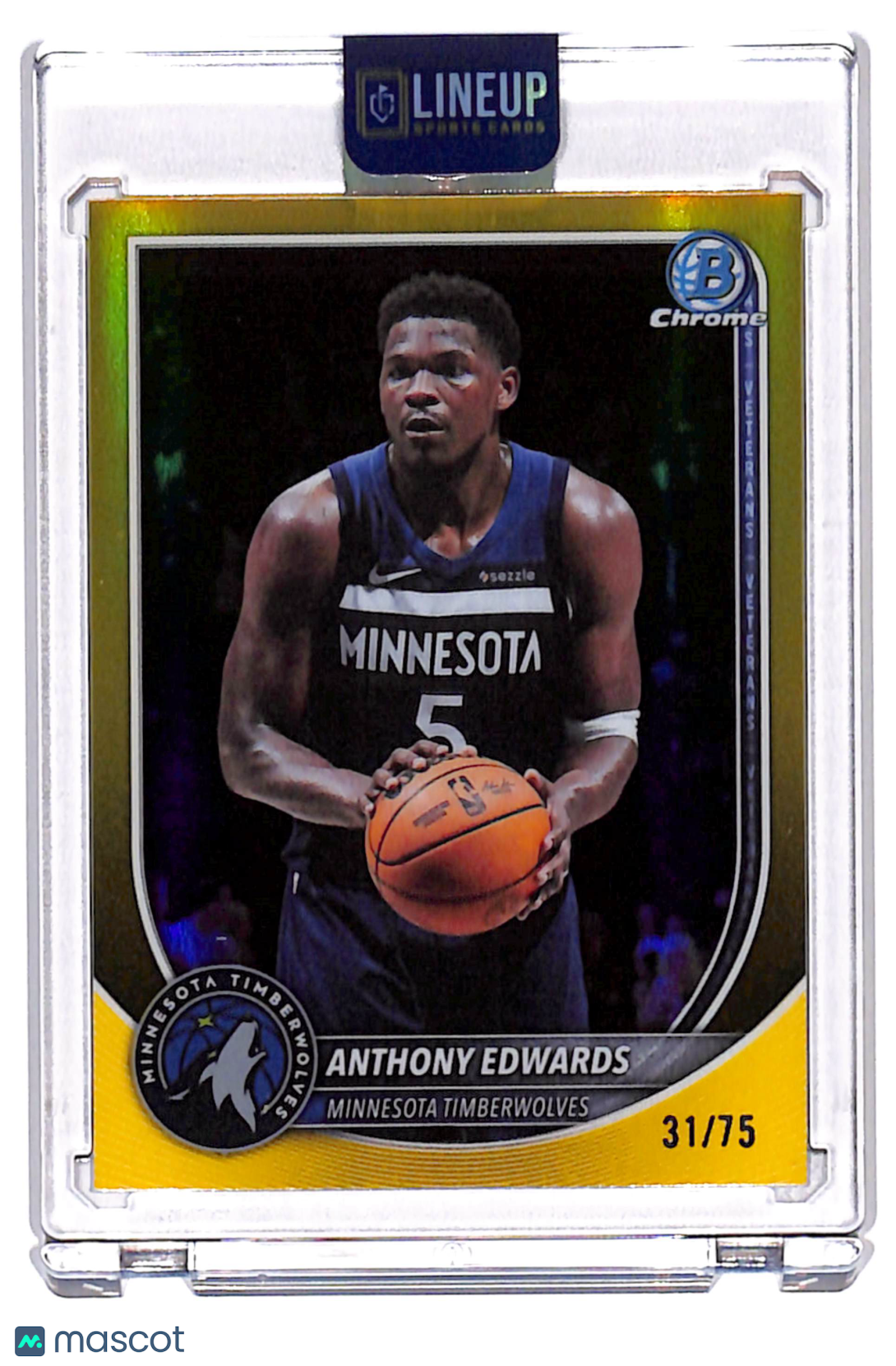 2025 Topps Bowman Chrome Anthony Edwards #BCV-103 Yellow /75