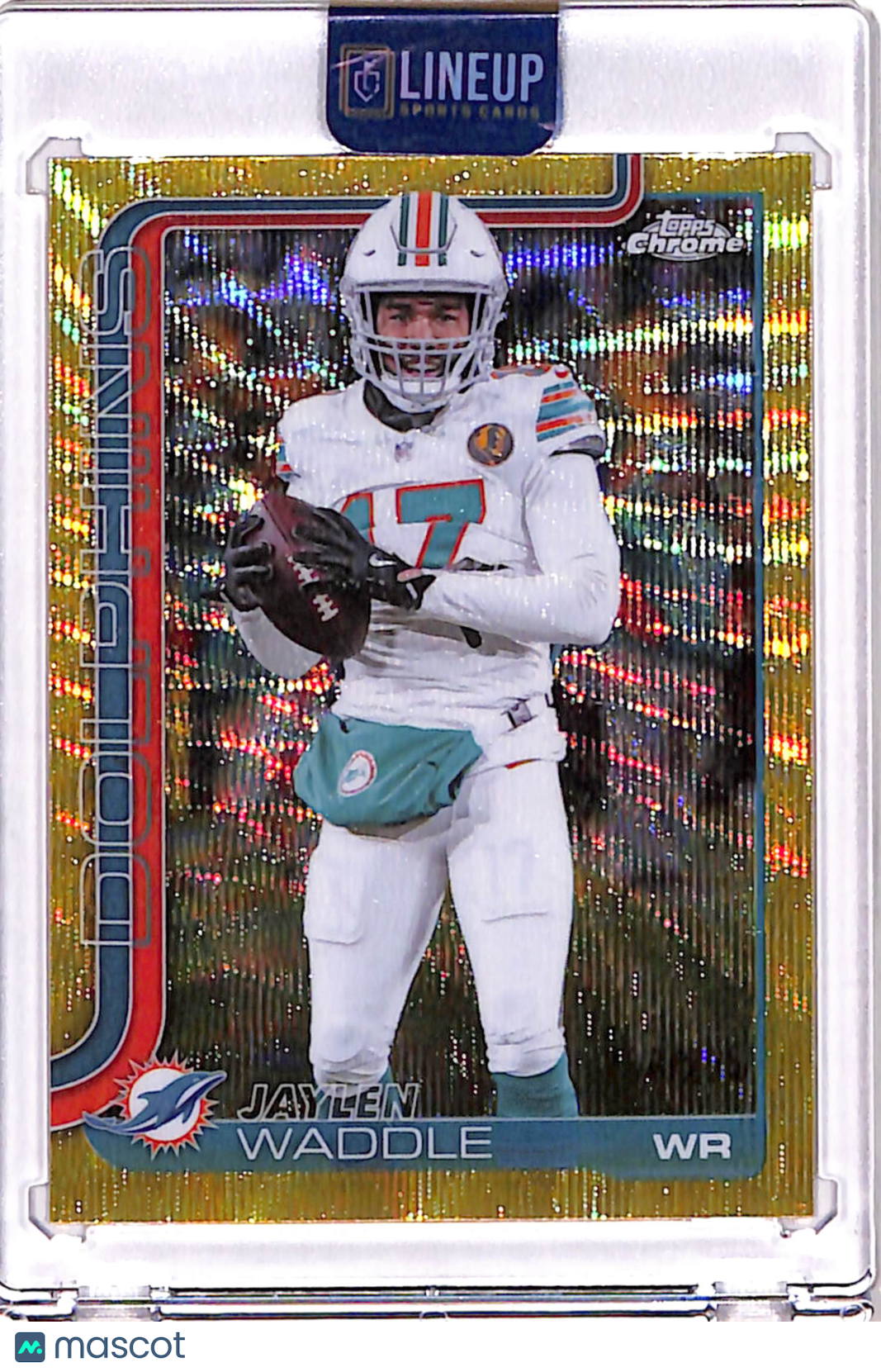 2025 Topps Chrome Jaylen Waddle #186 Yellow Wave Refractor /275 Dolphins