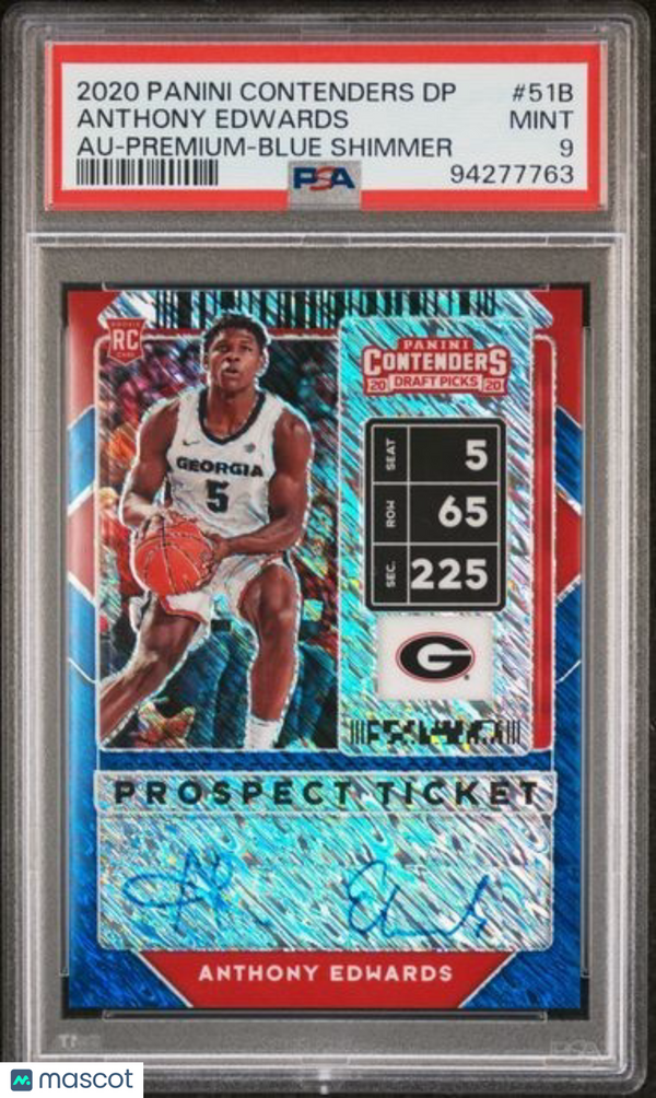 2020 PANINI CONTENDERS DRAFT PICKS #51B ANTHONY EDWARDS AU-PREMIUM-BLUE SHIMMER
