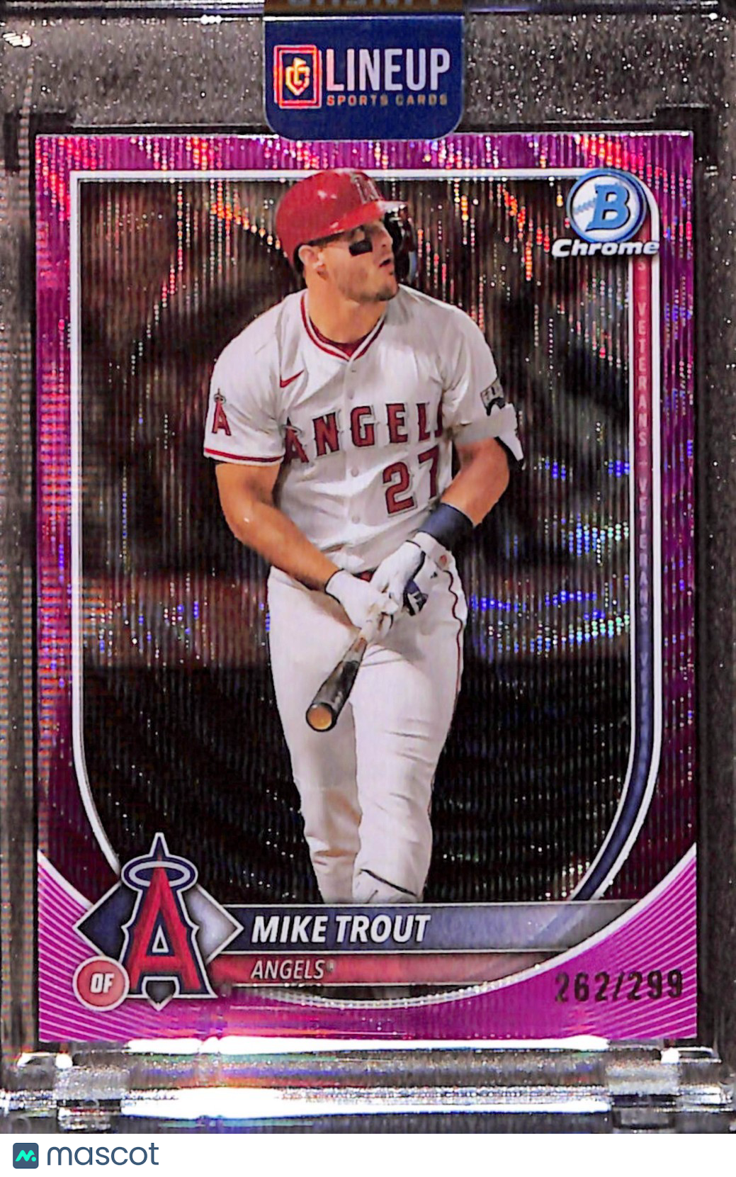 2025 Bowman Chrome - Mike Trout, Mike Trout #27 Fuchsia Refractor /299