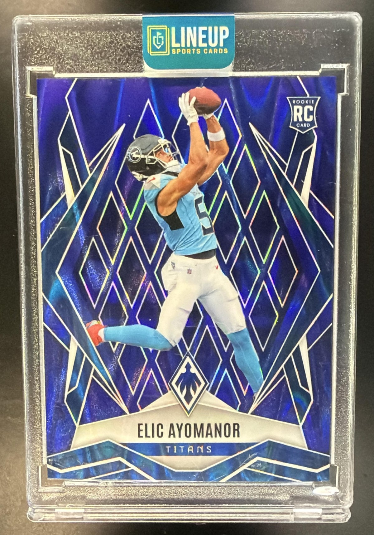 2025 Panini Phoenix Elic Ayomanor #167 Blue Seismic Prizm 17/35 RC Titans
