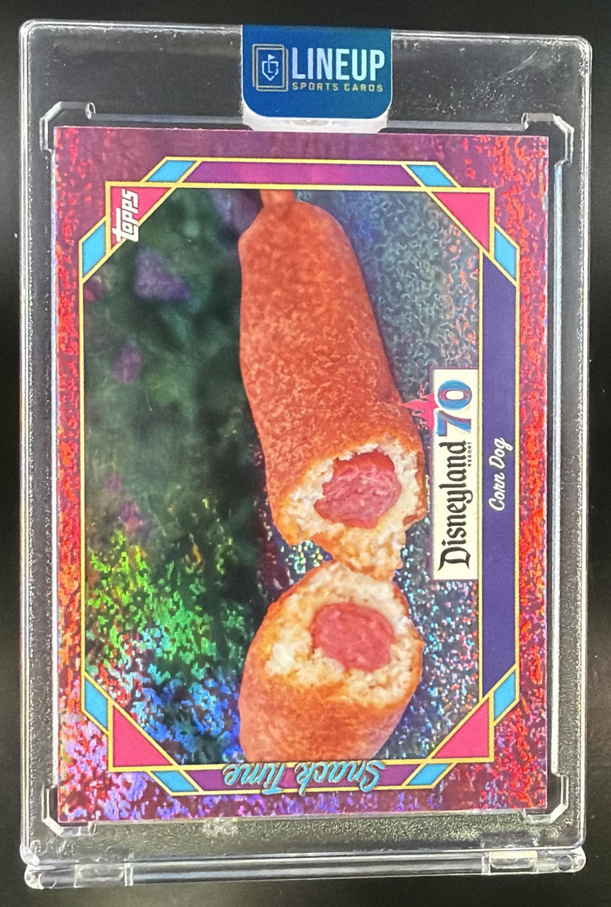 2025 Topps Disneyland 70th Anniversary Corn Dog Snack Time Pink Shimmer Foil