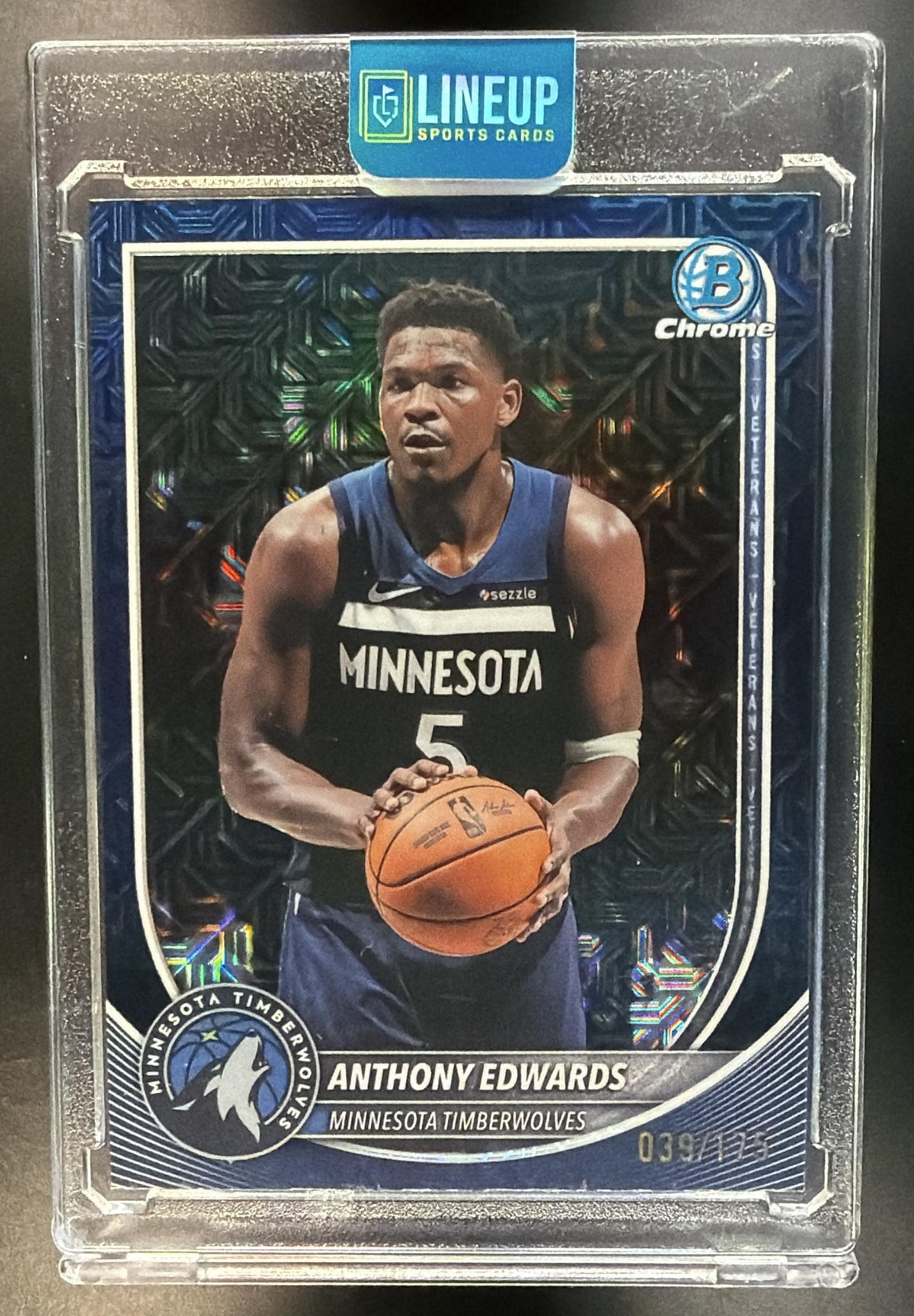 2025 Bowman Anthony Edwards #BCV-103 Chrome Navy Mojo Refractor /175