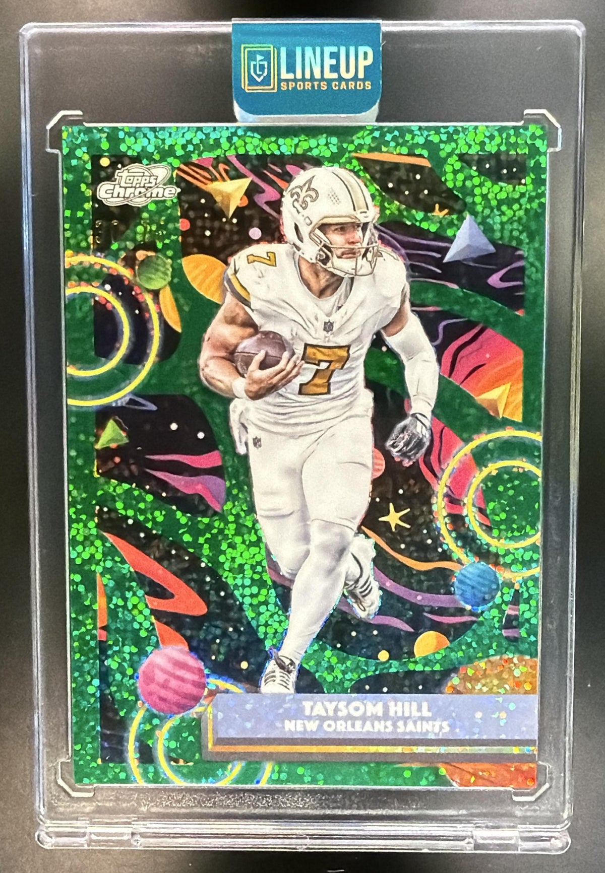 2025 Topps Cosmic Chrome Taysom Hill #71 Green Sparkle /99 Saints