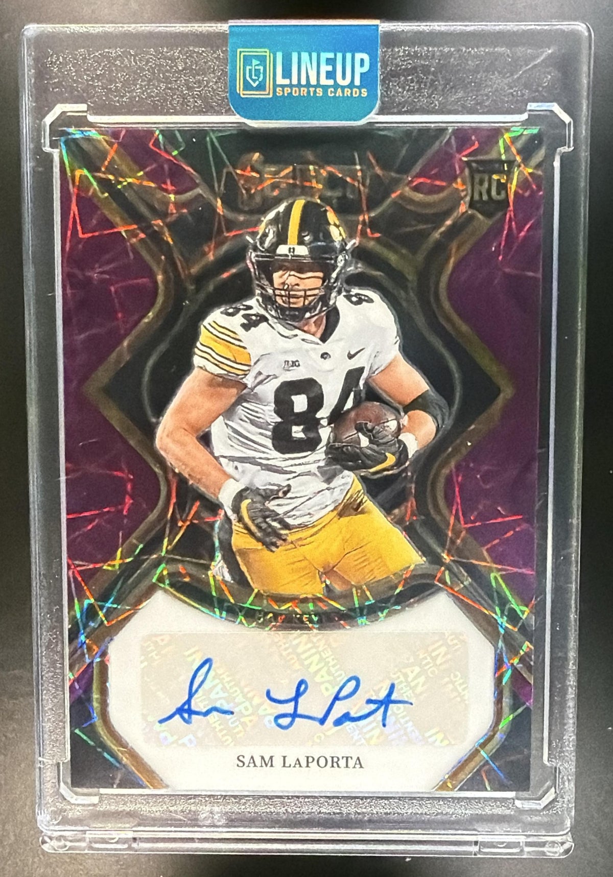 2023 Panini Select Draft Picks Sam LaPorta #RS-SLA Purple Lazer Prizm /89 Auto