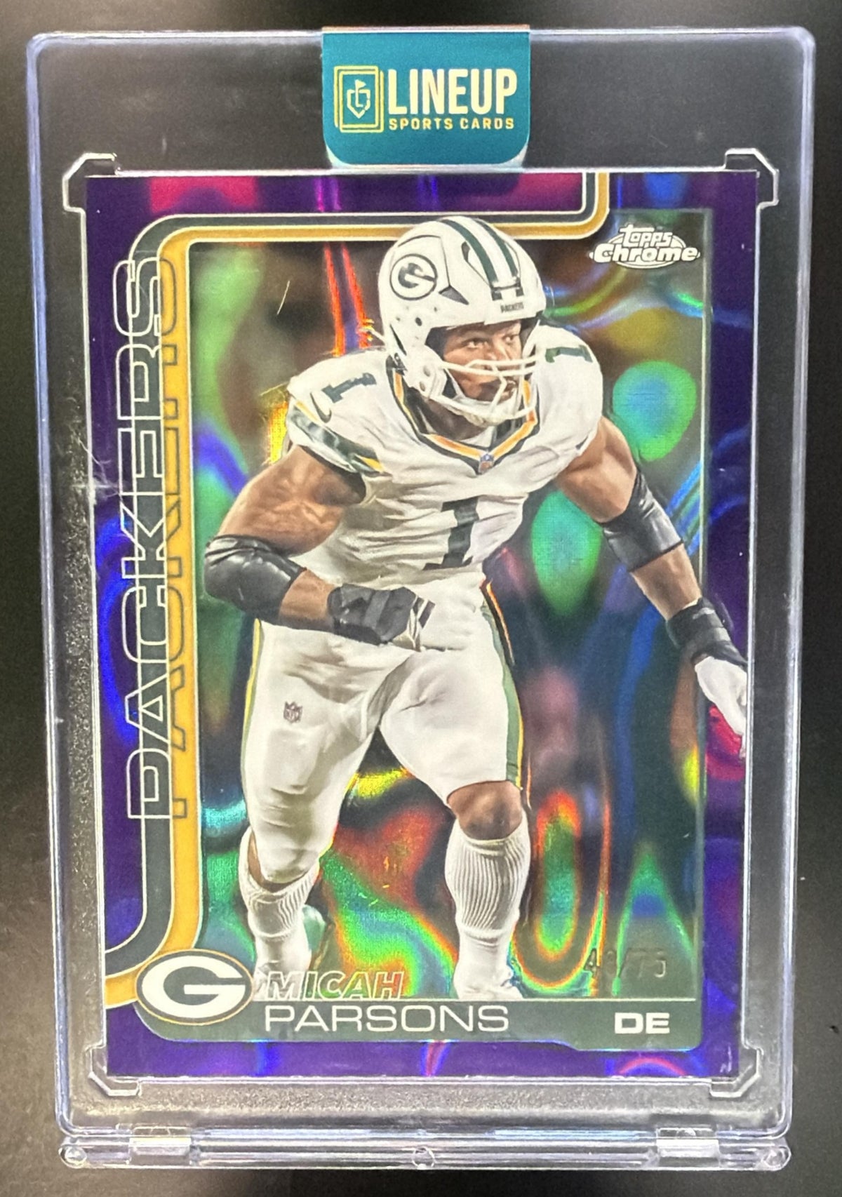 2025 Topps Chrome Micah Parsons #77 Purple Raywave Refractor 48/75 Packers