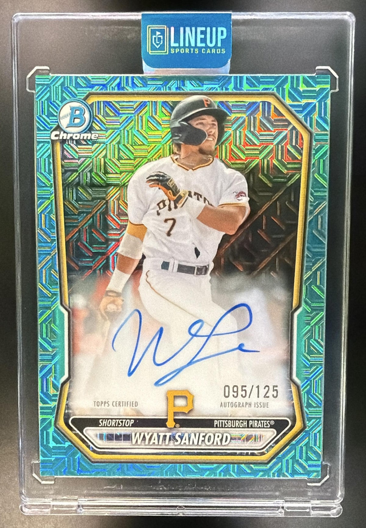 2026 Bowman Mega Box Wyatt Sanford #BMA-WS Chrome Prospect Auto Aqua Mojo /125