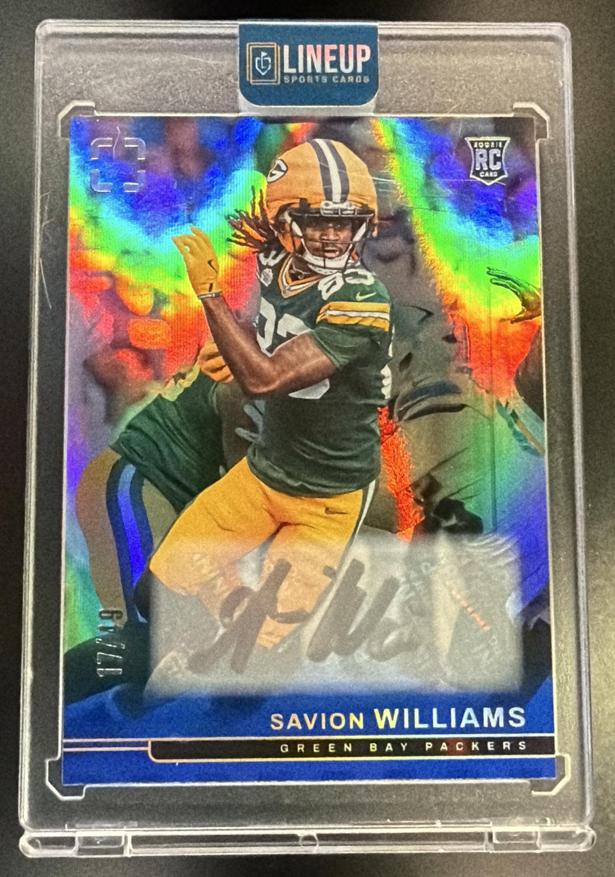 2025 Panini Photogenic Savion Williams #132 Rookie Auto Blue 17/49 RC Packers