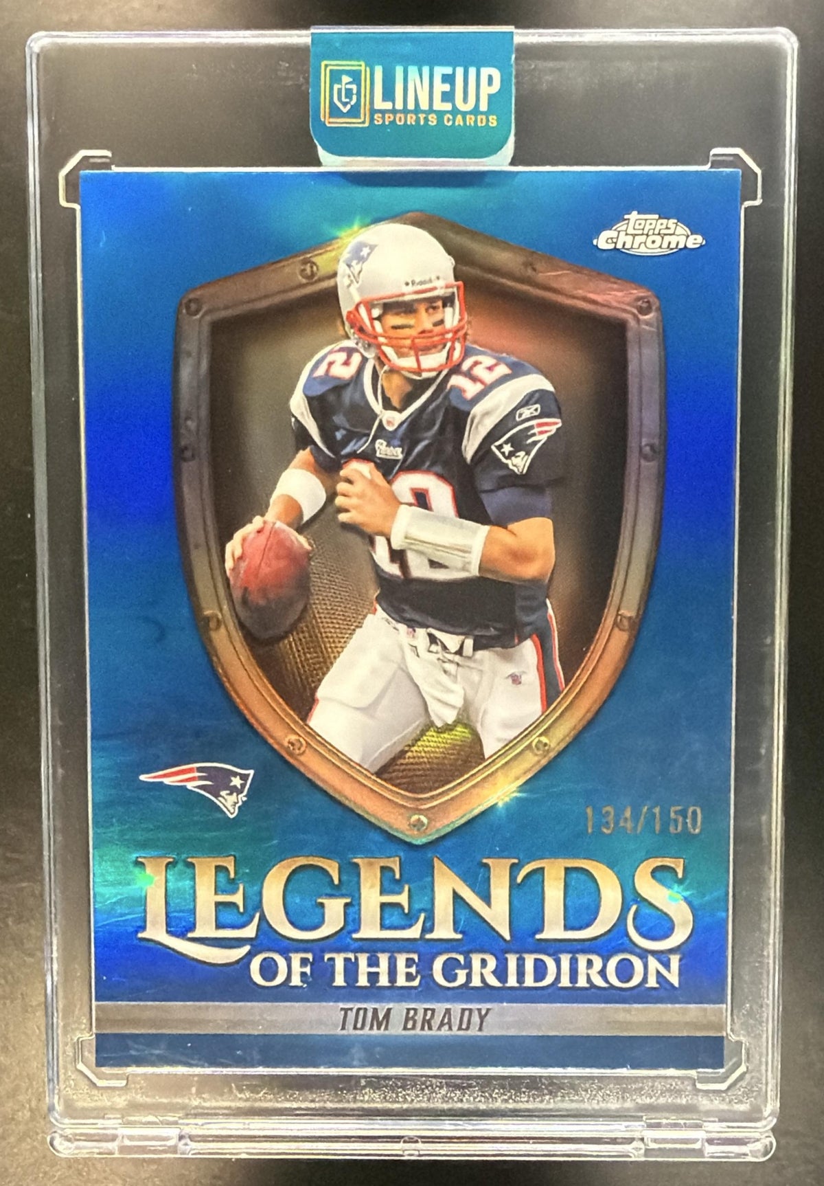 2025 Topps Chrome Tom Brady #LOG-9 Legends of the Gridiron Blue Refractor /150