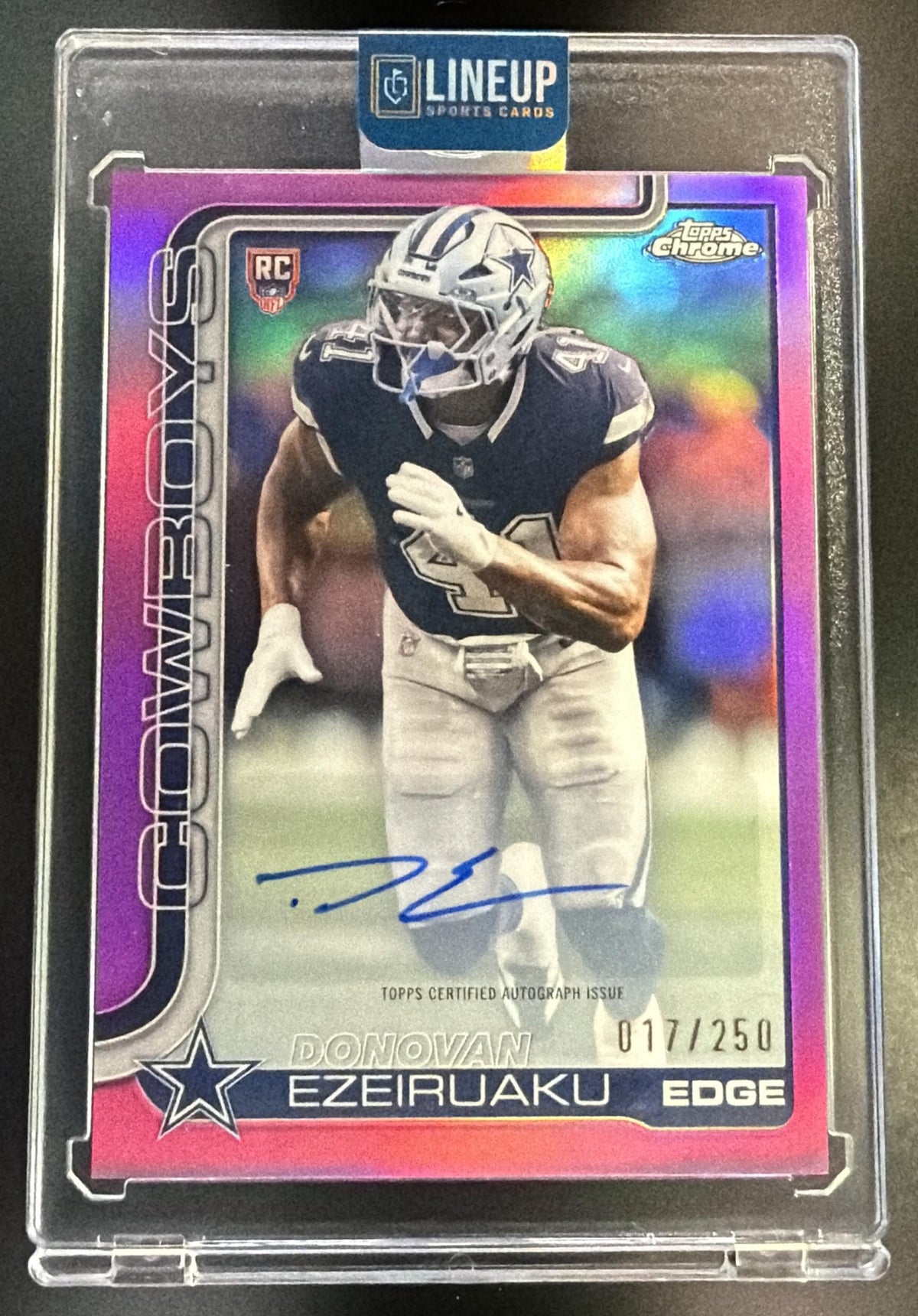 2025 Topps Chrome Donovan Ezeiruaku Rookie Auto Pink Refractor /250 RC