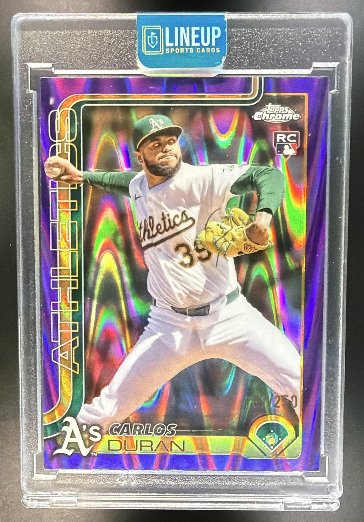 2025 Topps Chrome Update Carlos Duran #USC84 Purple RayWave /250 RC Athletics