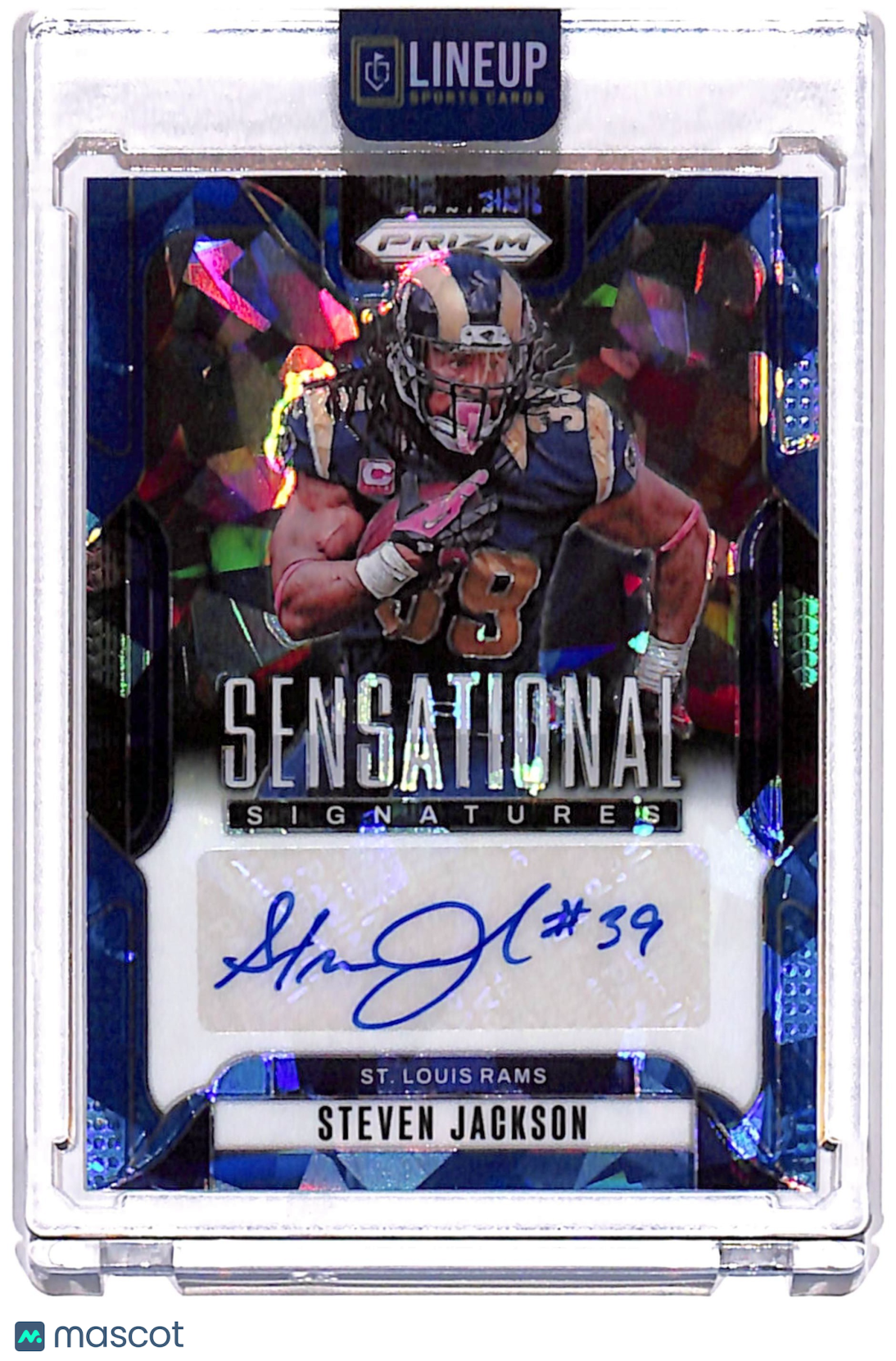 2024 Panini Prizm Sensational Signatures Steven Jackson #SS-SJN Blue Cracked Ice /99