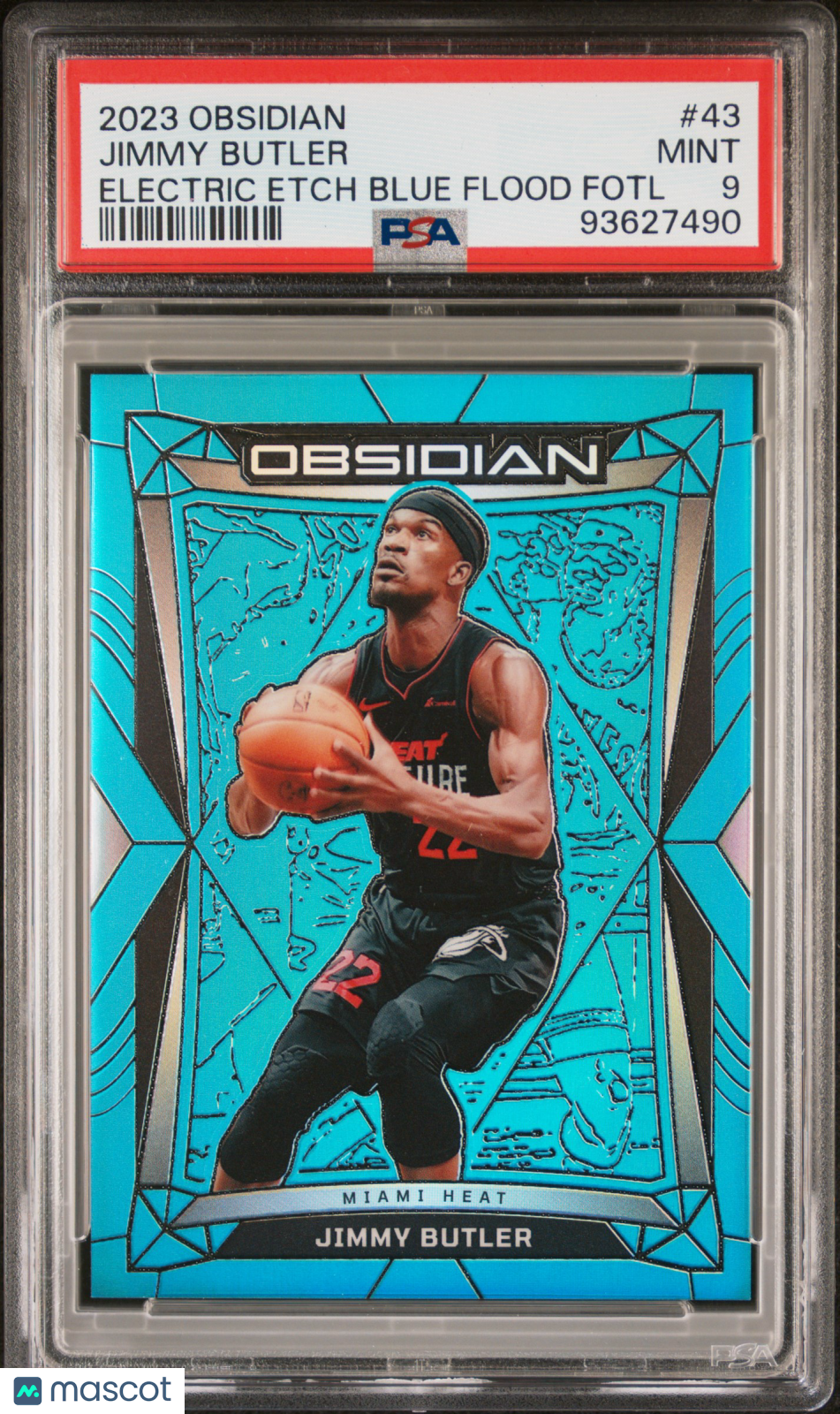 PSA 9 2023 Panini Obsidian Jimmy Butler #43 Electric Etch Blue Flood Fotl /16