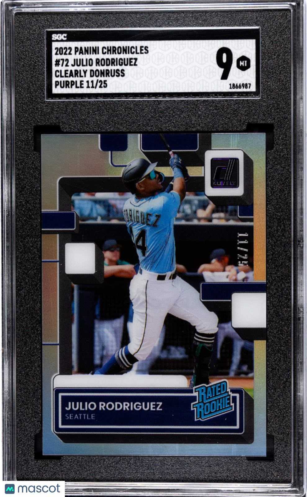 SGC 9 2022 Panini Chronicles Julio Rodriguez #72 Clearly /25