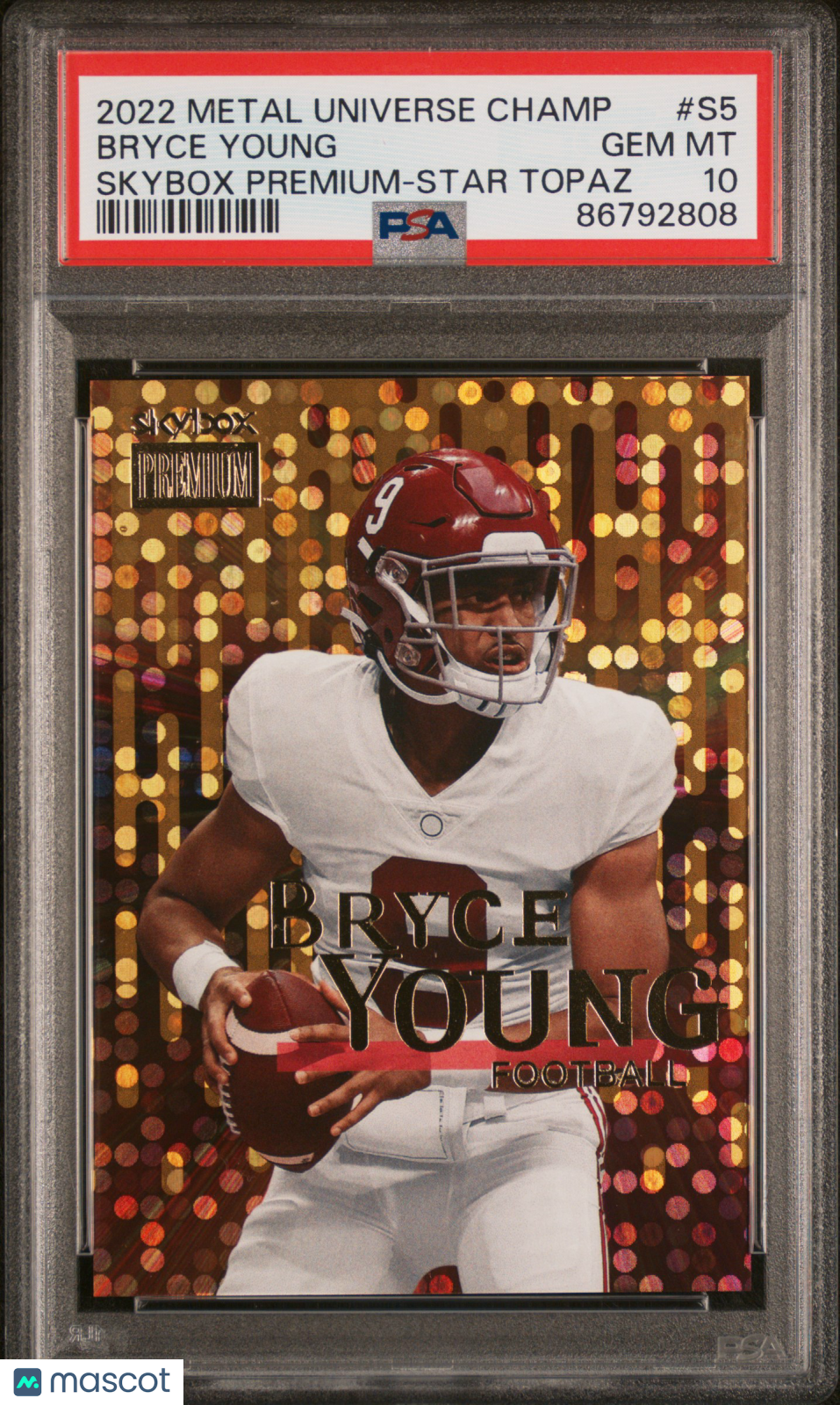 PSA 10 2022 Skybox Metal Universe Champions Skybox Premium Bryce Young #S5 Star Topaz /150