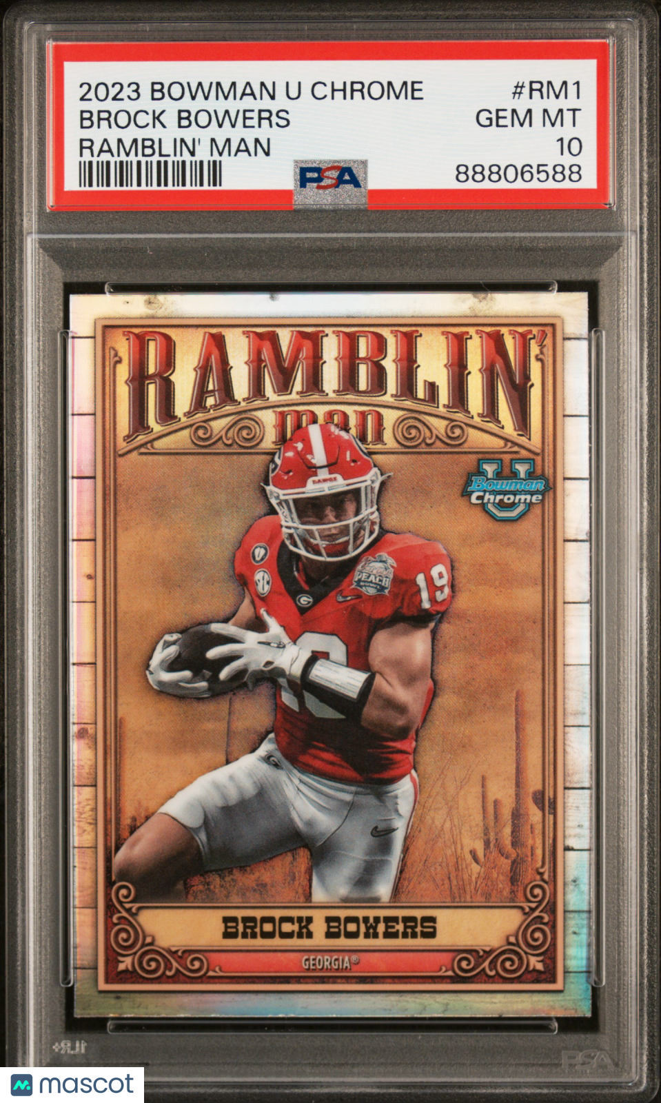 PSA 10 2023 Bowman University Chrome Ramblin' Man Brock Bowers #RM1