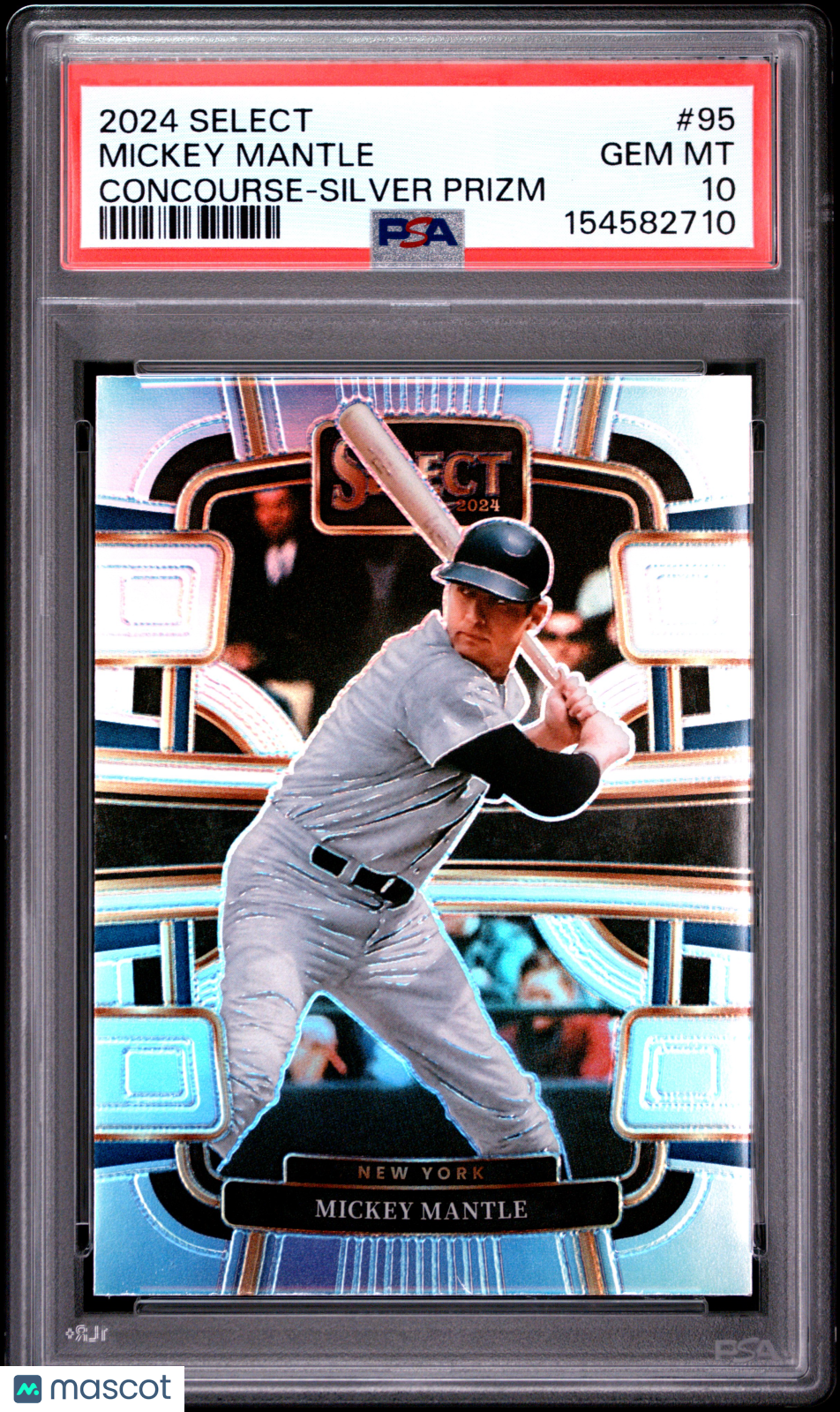 PSA 10 2024 Panini Select Concourse Mickey Mantle #95 Silver Prizm