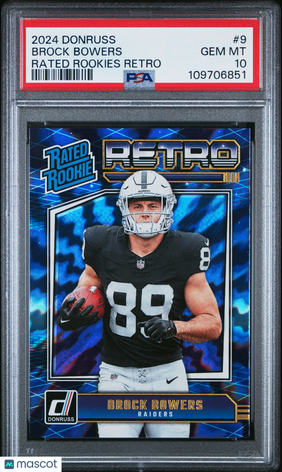 PSA 10 2024 Panini Donruss Rated Rookies Retro Brock Bowers #9