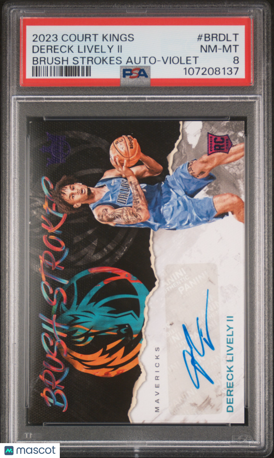 PSA 8 2023 Panini Court Kings Brush Strokes Autographs Dereck Lively II #BRDLT Violet /35