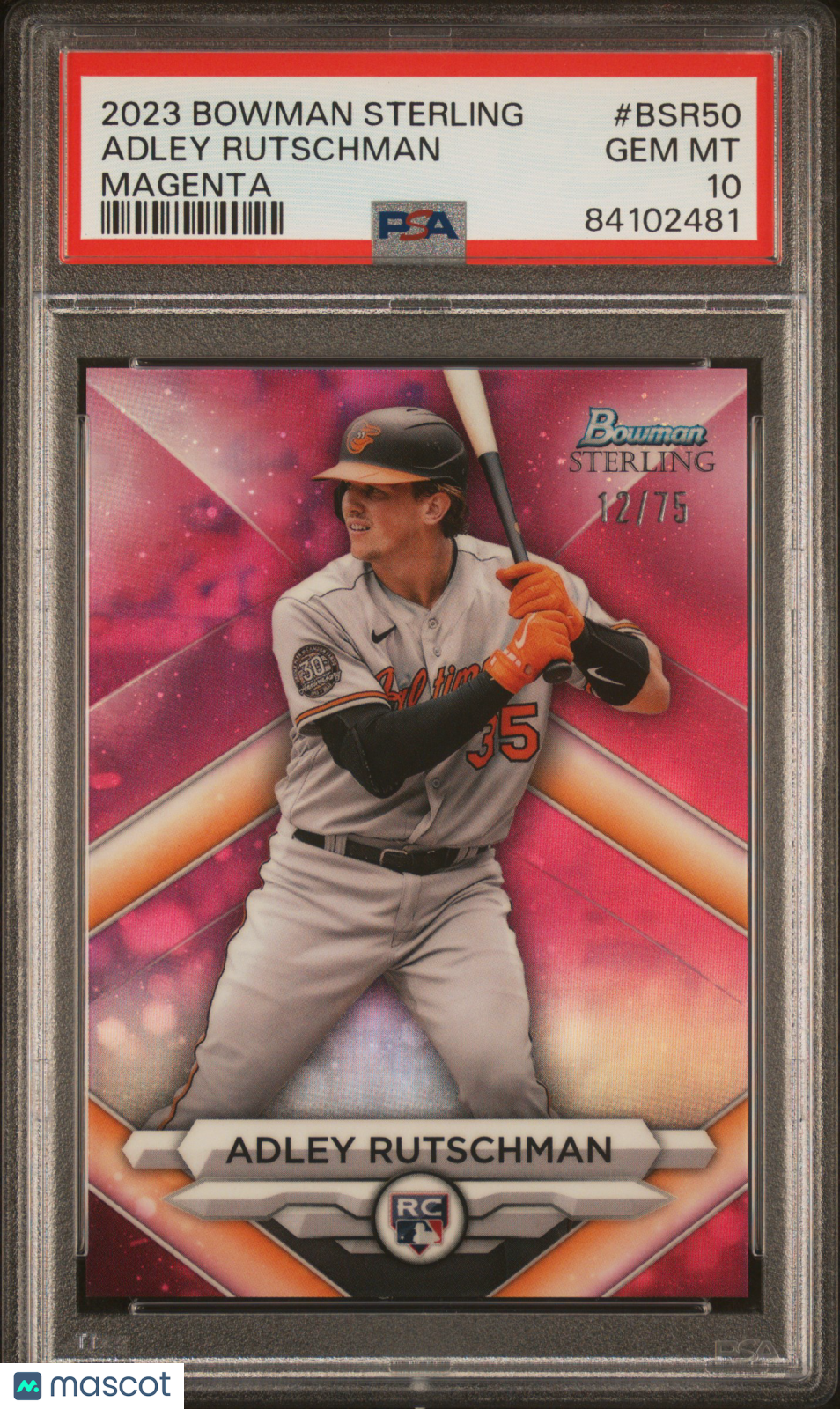 PSA 10 2023 Bowman Sterling Adley Rutschman #BSR50 Magenta Refractor /75