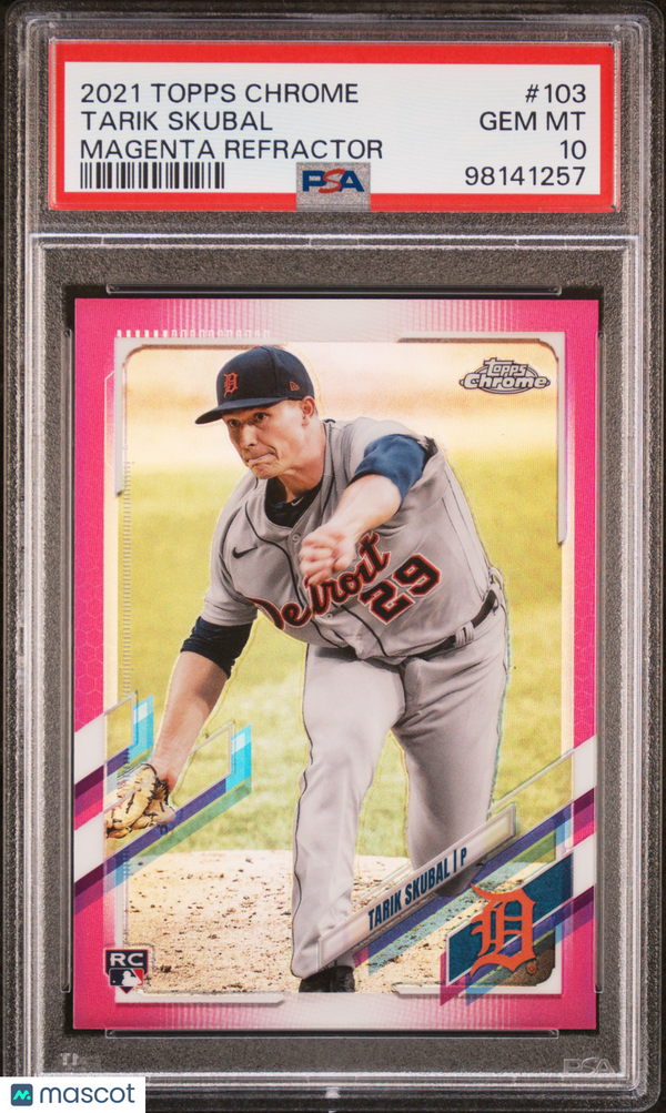 2021 Topps Chrome Tarik Skubal #103 Magenta Refractor PSA 10
