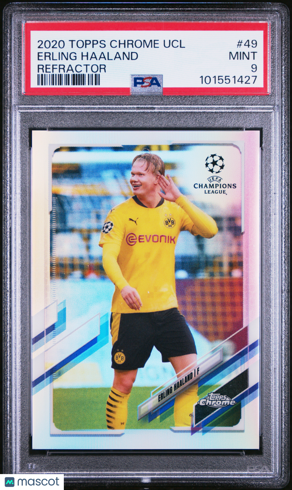PSA 9 2020 Topps Chrome UEFA Champions League Erling Haaland #49 Refractor