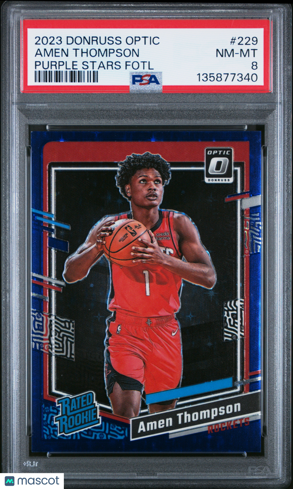 PSA 8 2023 Panini Donruss Optic Amen Thompson #229 Purple Stars /17