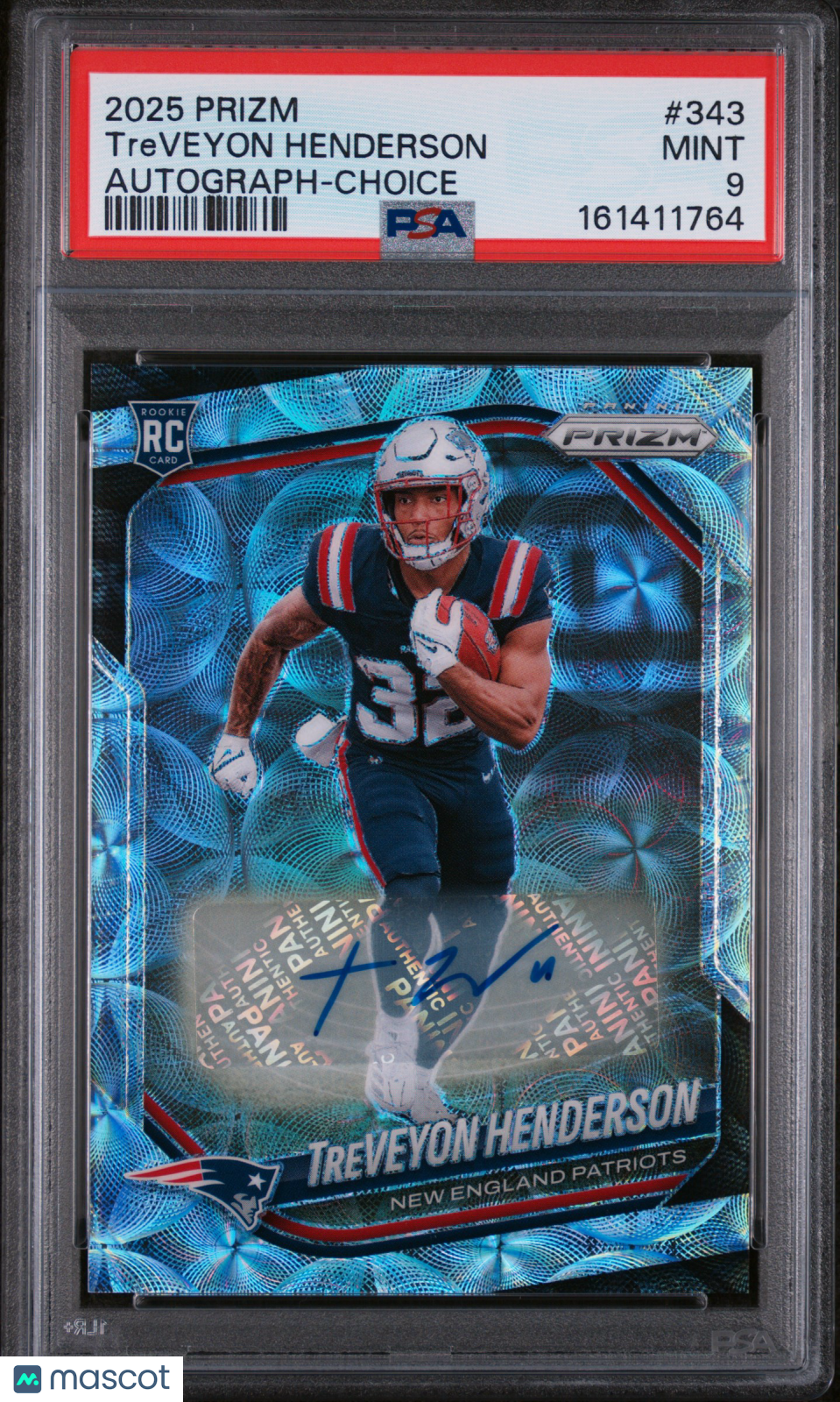 PSA 9 2025 Panini Prizm Treveyon Henderson #343 Autograph Choice /100