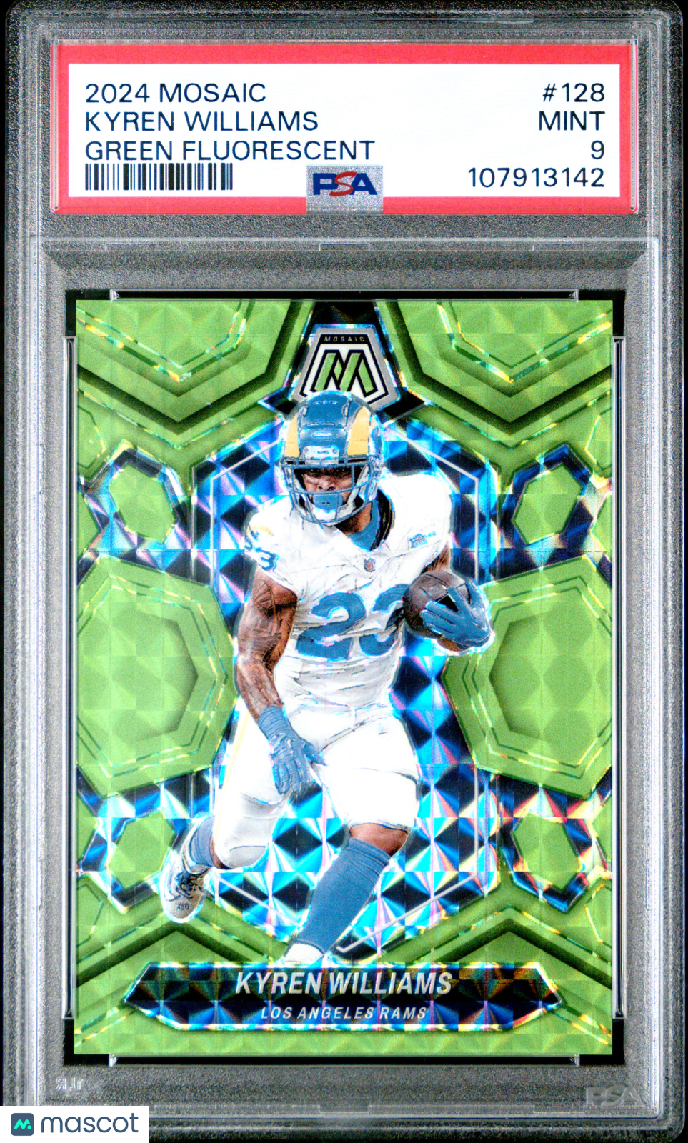 PSA 9 2024 Panini Mosaic Kyren Williams #128 Green Fluorescent /10