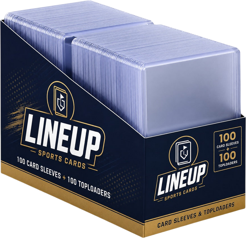 LINEUP Card Sleeves and Toploaders Combo Pack, 100 sleeves plus 100 toploaders